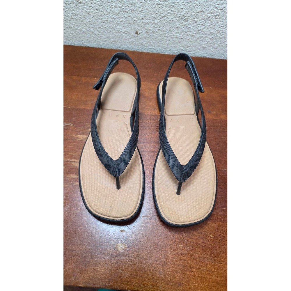 Reef Water Vista Sandals Womens 9 Black Tan Water Friendly Slingback Thong CJ06